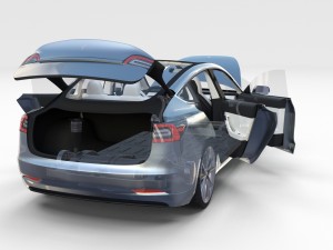 tesla model 3 silver with interior and chassis 3D Model