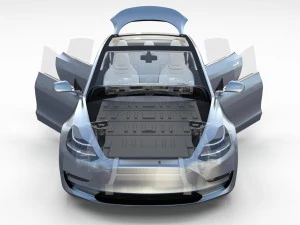 tesla model 3 silver with interior and chassis 3D Model