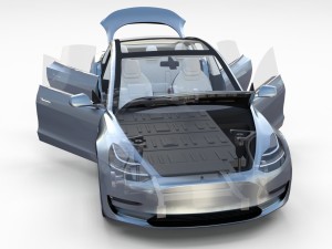 tesla model 3 silver with interior and chassis 3D Model