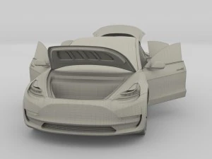 tesla model 3 silver with interior and chassis 3D Model