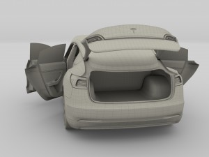 tesla model 3 silver with interior and chassis 3D Model