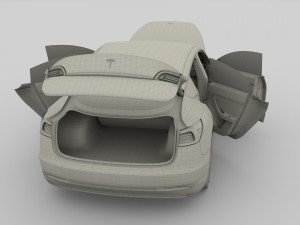 tesla model 3 silver with interior and chassis 3D Model