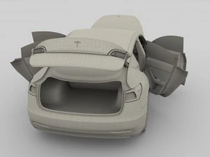 tesla model 3 silver with interior and chassis 3D Model