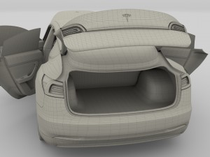 tesla model 3 silver with interior and chassis 3D Model