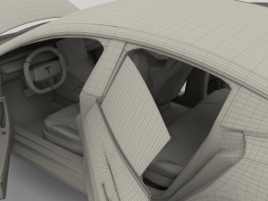 tesla model 3 silver with interior and chassis 3D Model