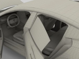 tesla model 3 silver with interior and chassis 3D Model