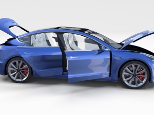 tesla model 3 with interior 3D Model