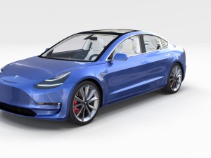 tesla model 3 with interior 3D Model