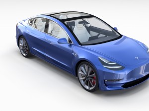 tesla model 3 with interior 3D Model