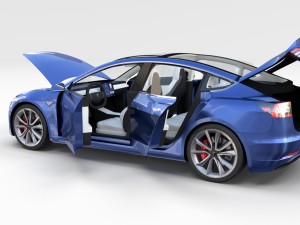 tesla model 3 with interior 3D Model