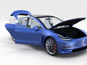 tesla model 3 with interior 3D Model