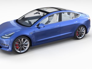 tesla model 3 with interior 3D Model