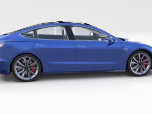 tesla model 3 with interior 3D Model