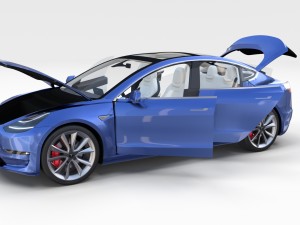 tesla model 3 with interior 3D Model