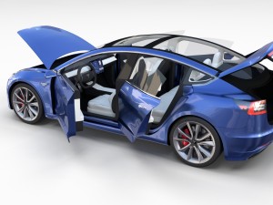 tesla model 3 with interior 3D Model