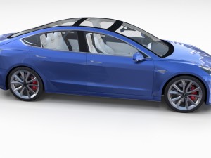 tesla model 3 with interior 3D Model