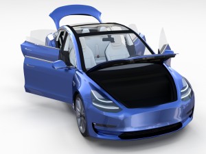 tesla model 3 with interior 3D Model