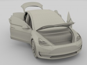 tesla model 3 with interior 3D Model