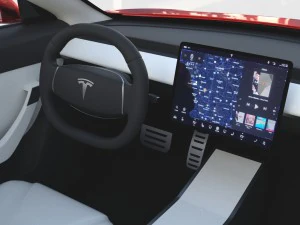 tesla model 3 red with interior 3D Model