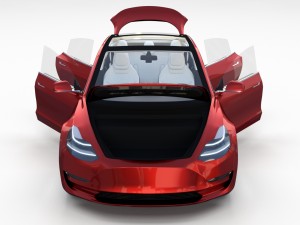 tesla model 3 red with interior 3D मॉडल