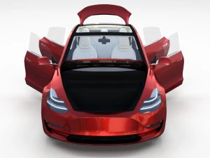 tesla model 3 red with interior 3D Model