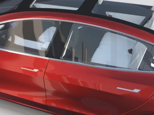 tesla model 3 red with interior 3D Model