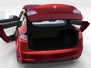 tesla model 3 red with interior 3D मॉडल