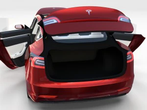 tesla model 3 red with interior 3D Model
