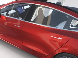 tesla model 3 red with interior 3D Model