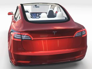 tesla model 3 red with interior 3D Model