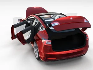 tesla model 3 red with interior 3D Model