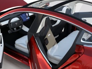 tesla model 3 red with interior 3D Model