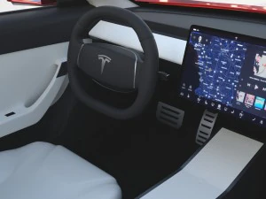 tesla model 3 red with interior 3D Model