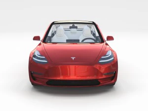 tesla model 3 red with interior 3D Model