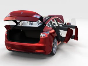 tesla model 3 red with interior 3D Model