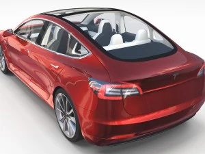 tesla model 3 red with interior 3D Model