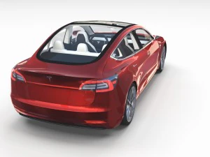 tesla model 3 red with interior 3D Model
