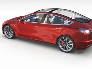 tesla model 3 red with interior 3D Model