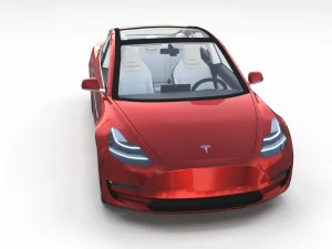 tesla model 3 red with interior 3D Model