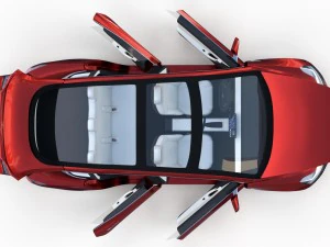 tesla model 3 red with interior 3D Model