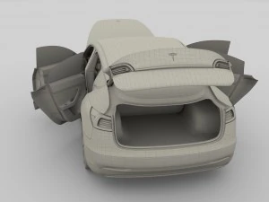 tesla model 3 red with interior 3D Model