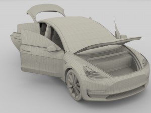 tesla model 3 red with interior 3D मॉडल