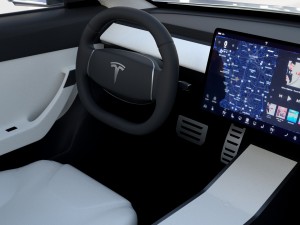 tesla model 3 silver with interior 3D Model
