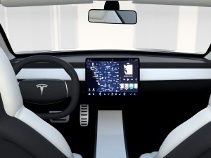 tesla model 3 silver with interior 3D Model
