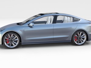 tesla model 3 silver with interior 3D Model