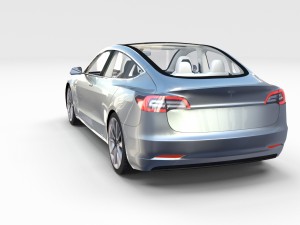 tesla model 3 silver with interior 3D Model