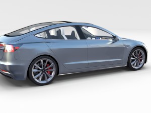 tesla model 3 silver with interior 3D Model