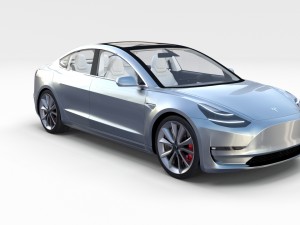 tesla model 3 silver with interior 3D Model