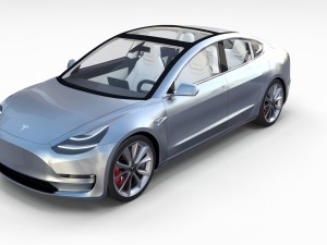 tesla model 3 silver with interior 3D Model