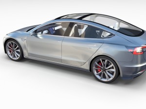 tesla model 3 silver with interior 3D Model